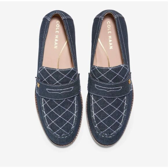Cole Haan Women's Lx Pinch Penny Loafer, Blue Denim/Natural 8